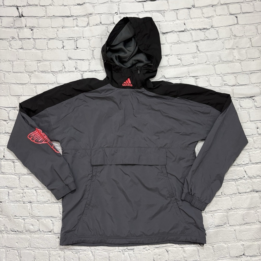 Adidas ID Court Gray Black Windbreaker Jacket Men's Size XS Sports Lightweight
